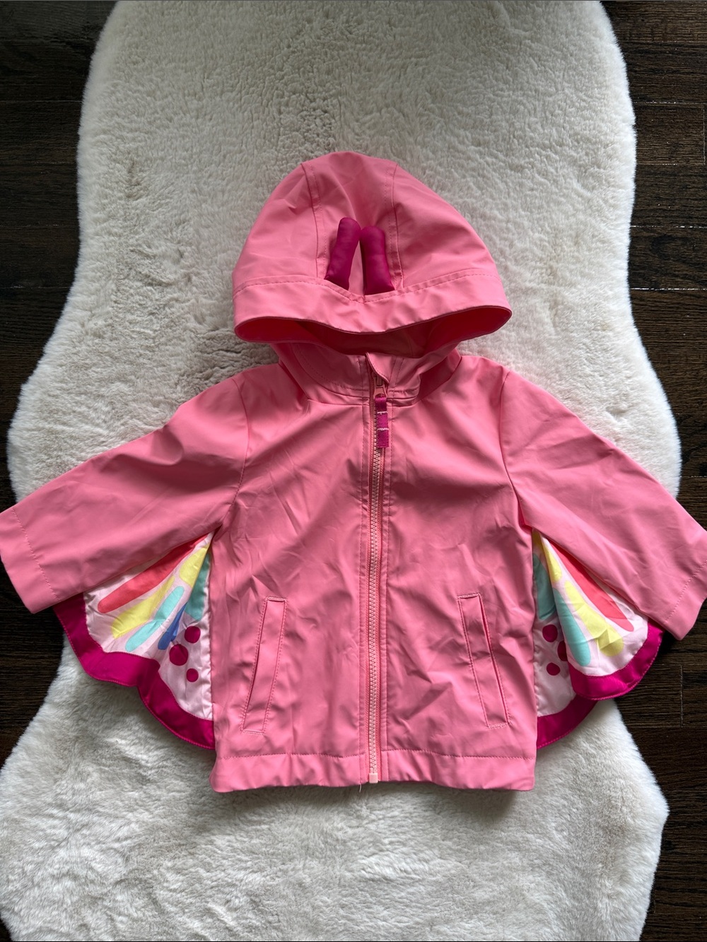 Cat & Jack Pink Butterfly Rain Jacket - Size 12M